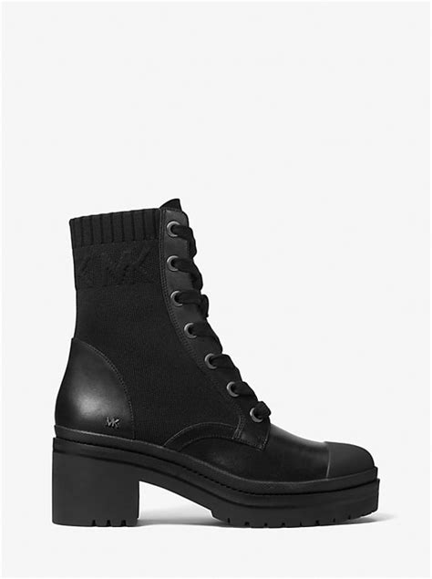 michael kors brea stretch-knit and leather combat boot|Brea Stretch.